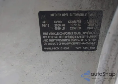 2019 Buick Regal Sportback Fwd Preferred z USA, uszkodzony, nr VIN W04GL6SXXK1010593